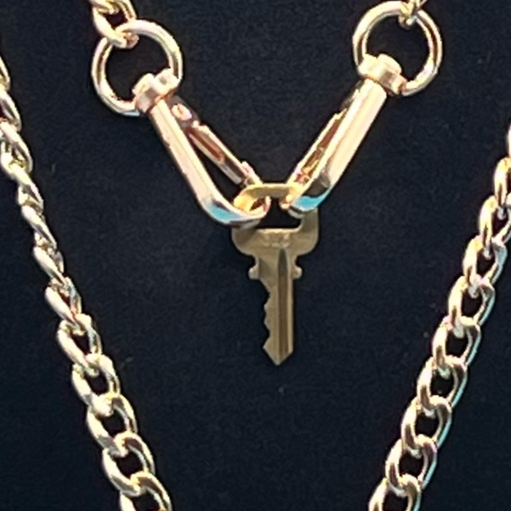 Louis Vuitton Gold Brass Padlock and Key Necklace Set #308 - Picture 2 of 3